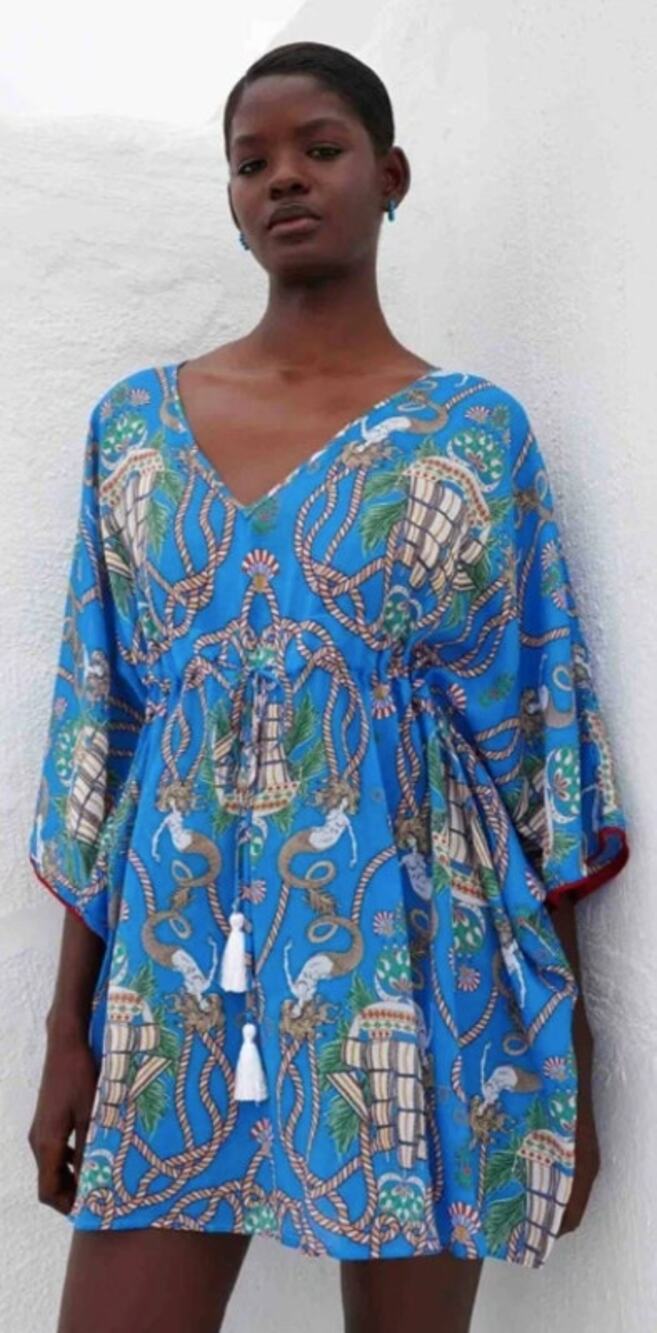 Paolita Cotton Kimono Swim Cover Up Mermaid Resortwear Beach Vacation Coastal M